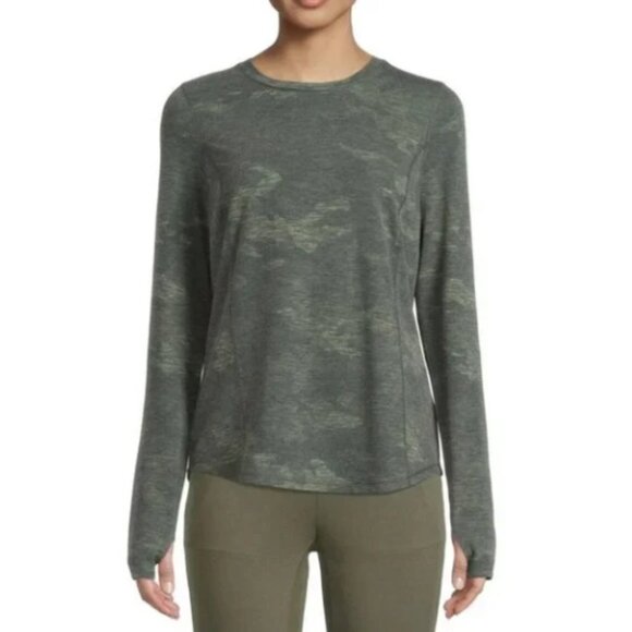 NWT Avia Performance Long Sleeve T-Shirt Women Green Camo Camouflage Sz Small - Picture 1 of 10